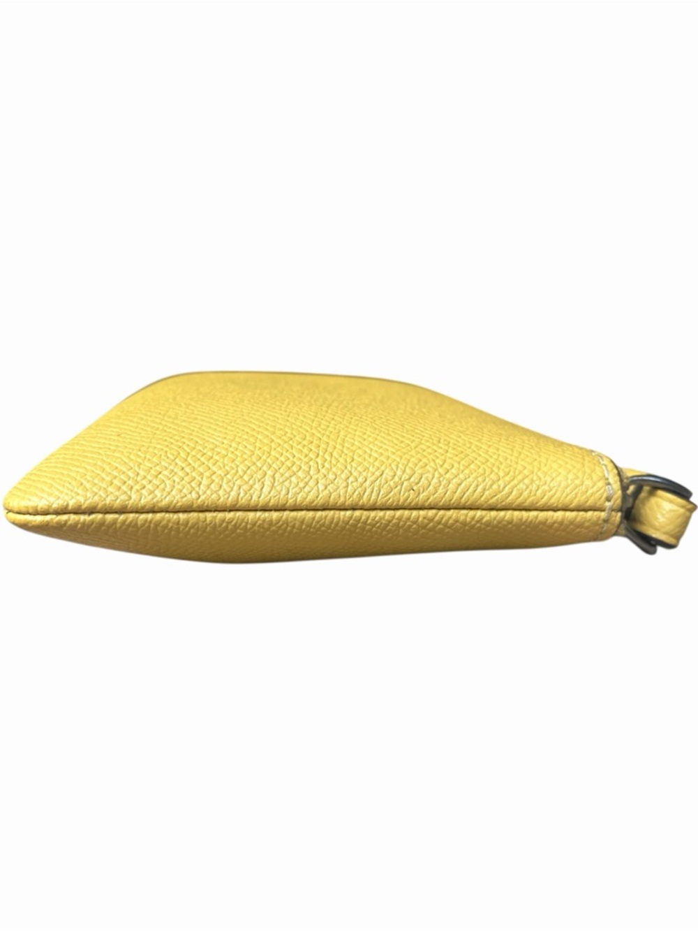 COACH Small Yellow Crossgrain Leather Corner Zip Wristlet Pouch Wallet Purse - Picture 10 of 13